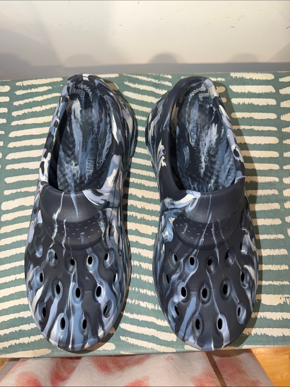 Skechers Women's Slip-On Clogs in Black and White Marble Print